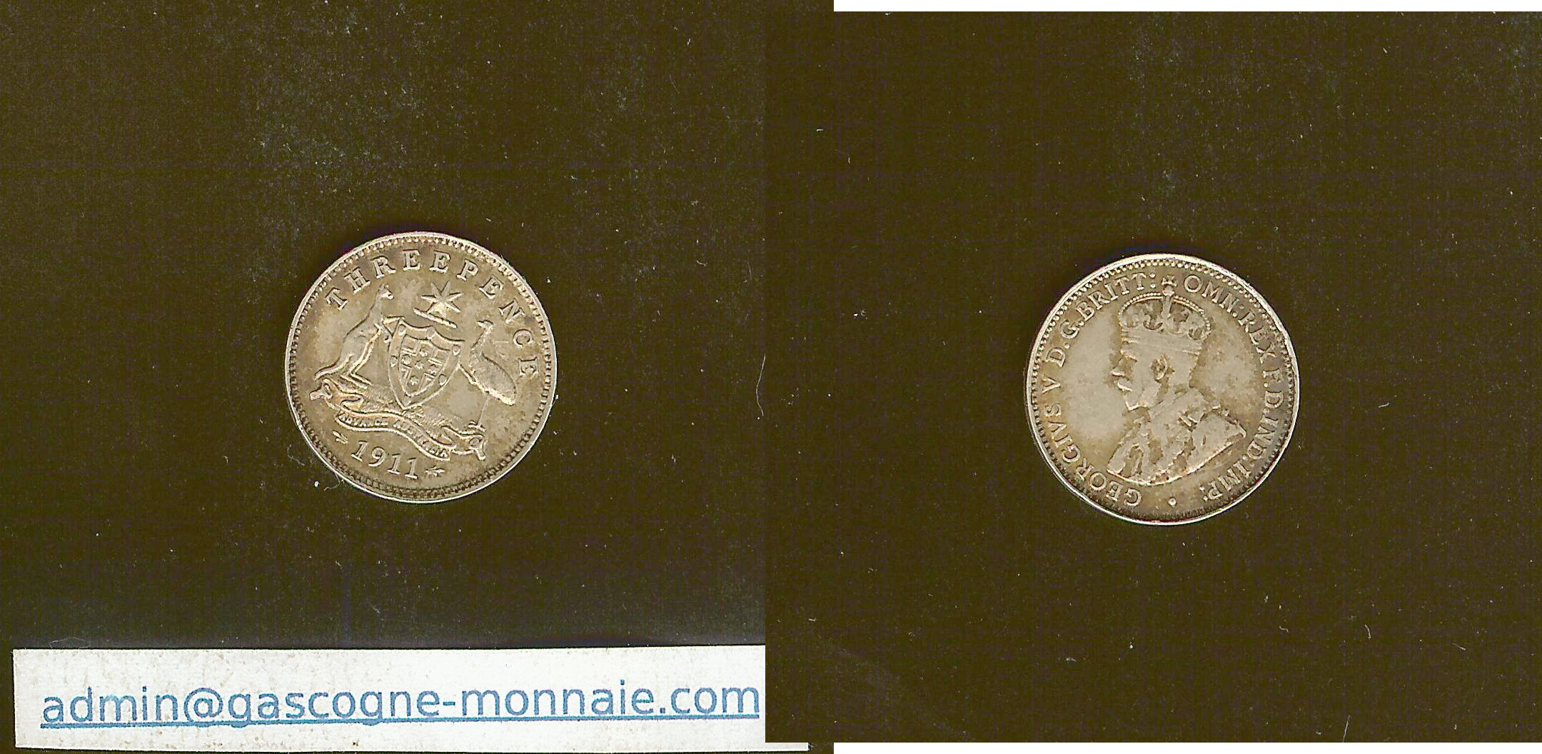 Australia 3 pence 1911 gEF/Unc